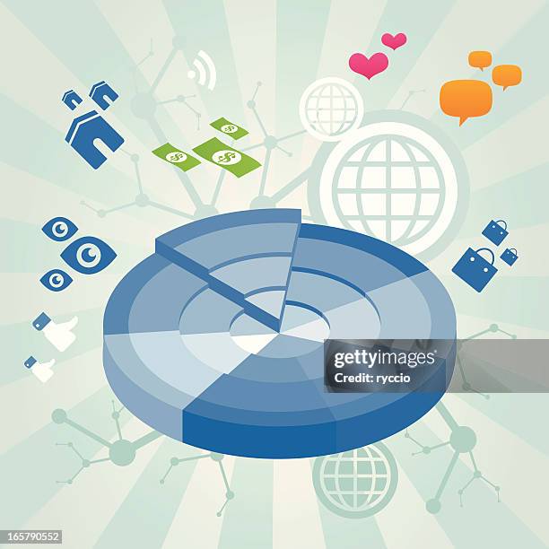 internet statistics pie chart - virtual workout stock illustrations