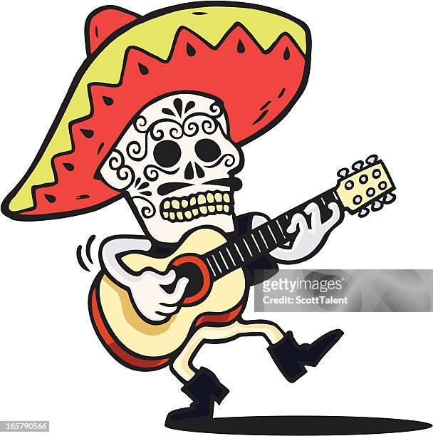 mexican guitarist - mexican hat stock illustrations