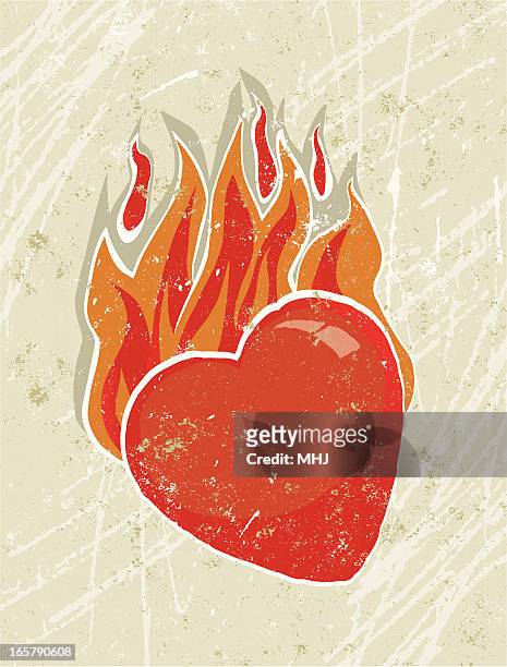 heart on fire - hearts on fire stock illustrations