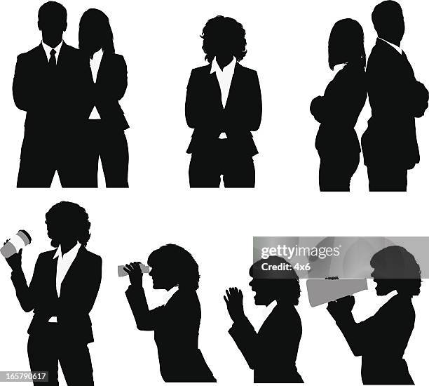 multiple images of business executives - waist up stock illustrations