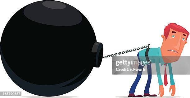 chained businessman - hold back stock illustrations