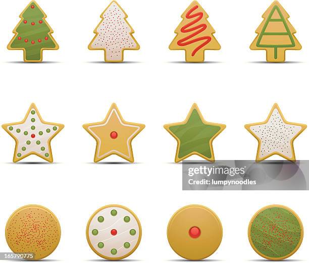 christmas cookie symbole - zuckerguss stock-grafiken, -clipart, -cartoons und -symbole