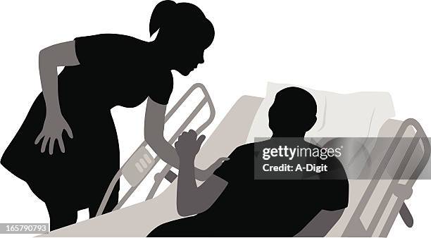 hospital visit vector silhouette - hospital visit stock illustrations