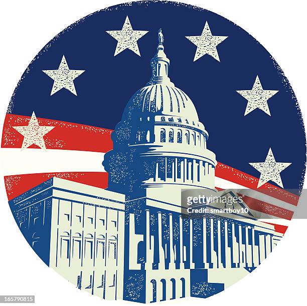 capitol building with stars and stripes - house of representatives stock illustrations
