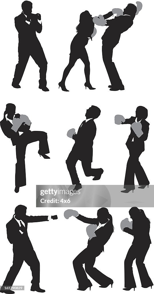 Business executives boxing