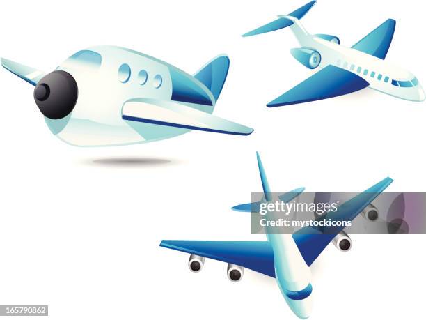 stockillustraties, clipart, cartoons en iconen met airplane and jet - bedrijfsvliegtuig