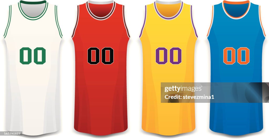 Red, White, Yellow and Blue Basketball Jersey Vector Illustration