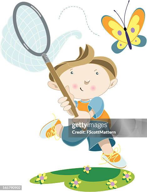 butterfly catcher - chasing butterflies stock illustrations