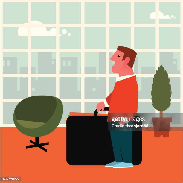 graphic designer waiting for a job interview - office building lobby stock illustrations