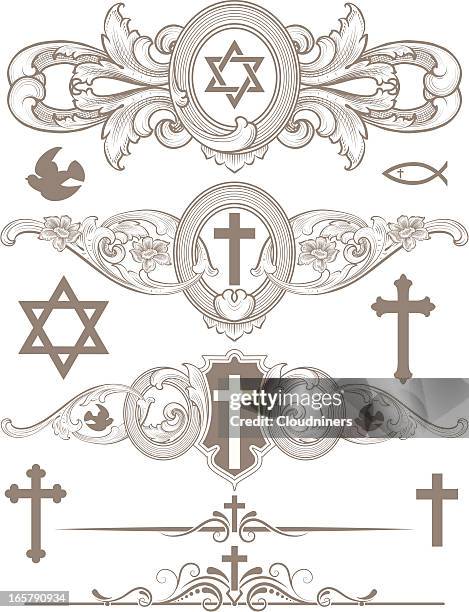 religious symbol page rules - star of david stock illustrations