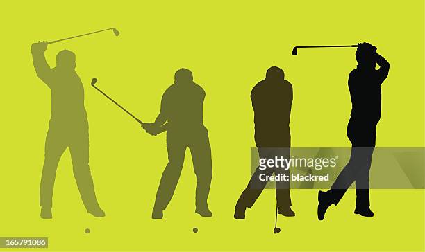 perfect golf swing - sequential series stock illustrations