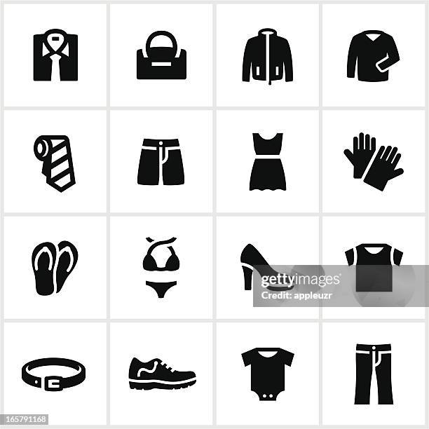 black department store clothing icons - textile bag stock illustrations