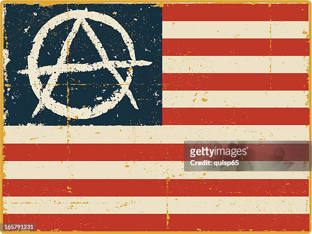 ilustrações, clipart, desenhos animados e ícones de bandeira americana com anarquia símbolo - símbolo da anarquia