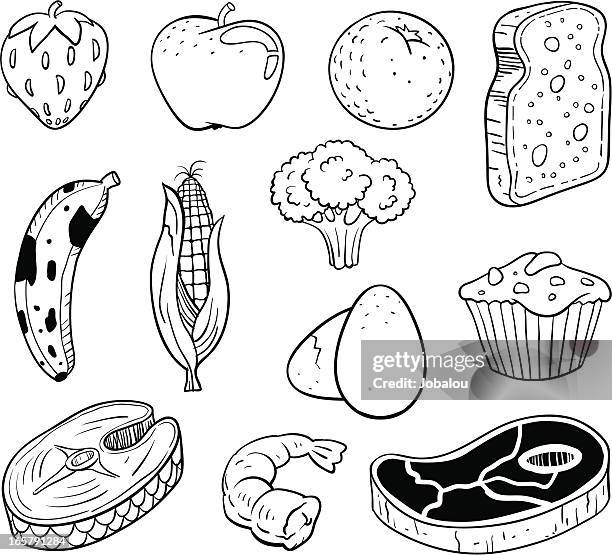 several grocery kitchen - fillet stock illustrations