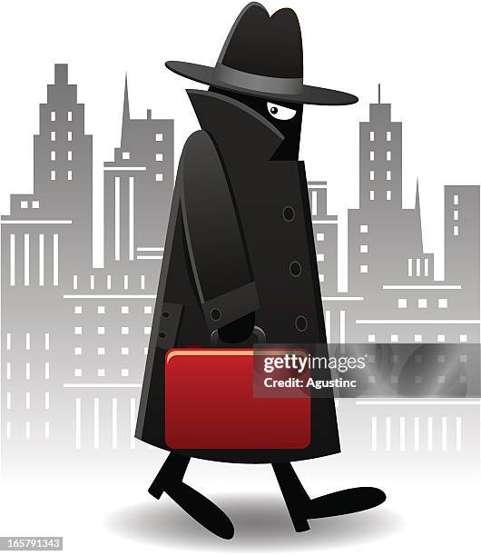 men in black with red briefcase - spy briefcase stock illustrations