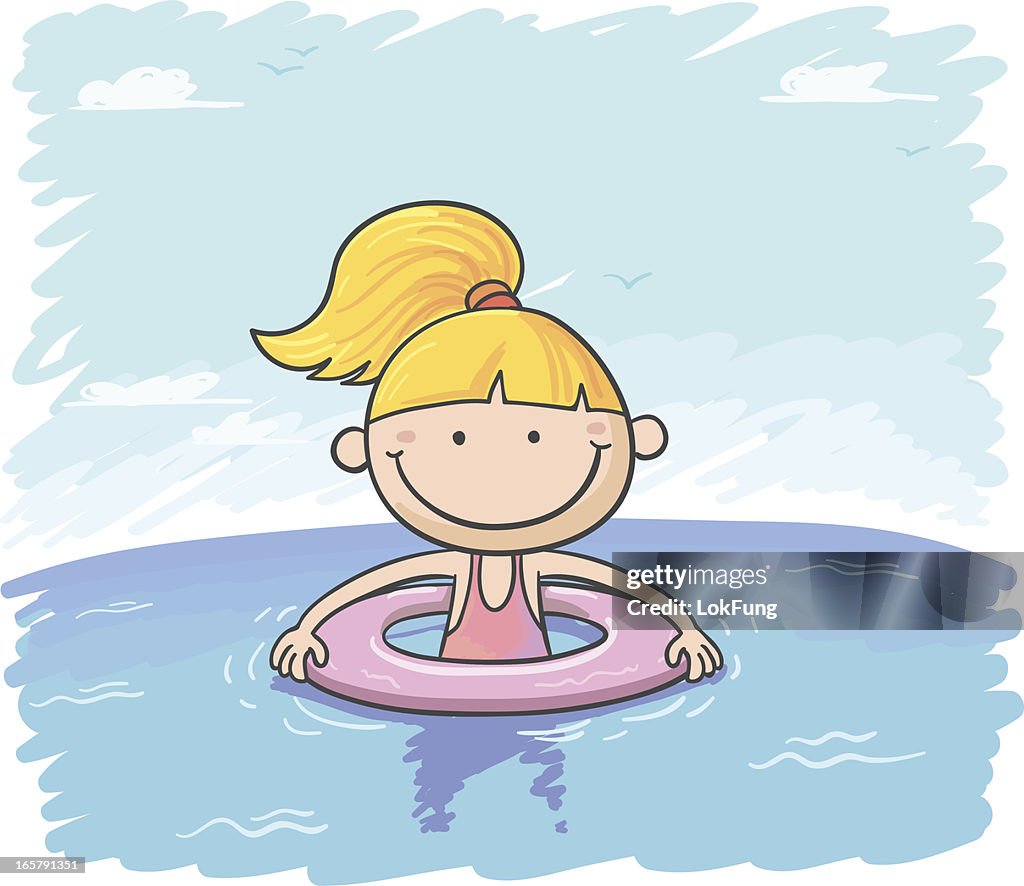 Little Girl Is Swimming High-Res Vector Graphic - Getty Images