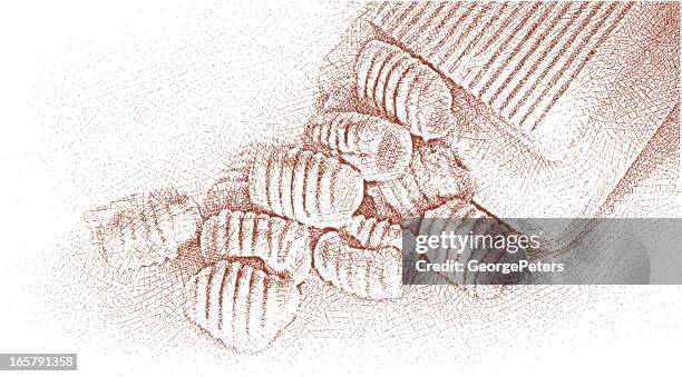homade gnocchi - making gnocchi stock illustrations