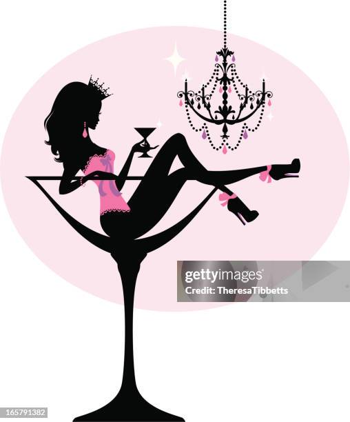 champagne princess - burlesque stock illustrations