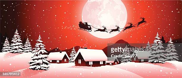 santa claus and his sleigh - sled 幅插畫檔、美工圖案、卡通及圖標