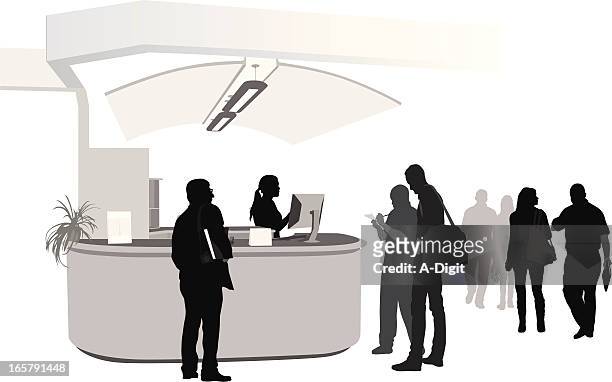 health services vector silhouette - reception desk stock illustrations
