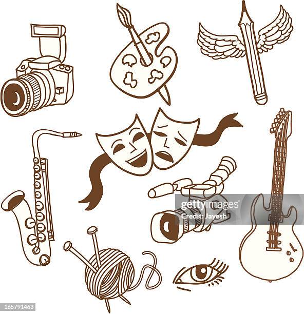 art school doodle set - fabric mask stock illustrations