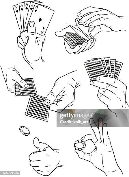 hände spielkarten und glücksspiel 2 - black jack hand stock-grafiken, -clipart, -cartoons und -symbole