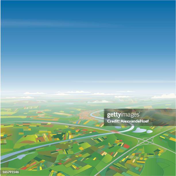 luftaufnahme auf die landschaft - scenics nature stock-grafiken, -clipart, -cartoons und -symbole