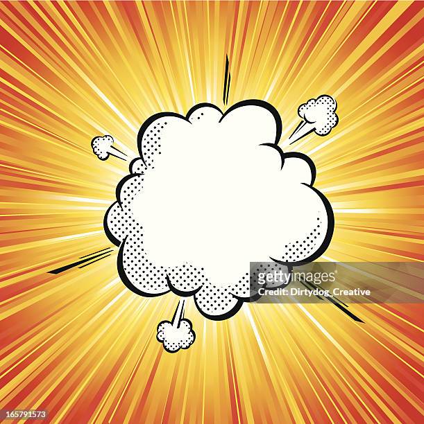 ilustraciones, imágenes clip art, dibujos animados e iconos de stock de ilustración vectorial de nube de explosión de arte pop - big bang