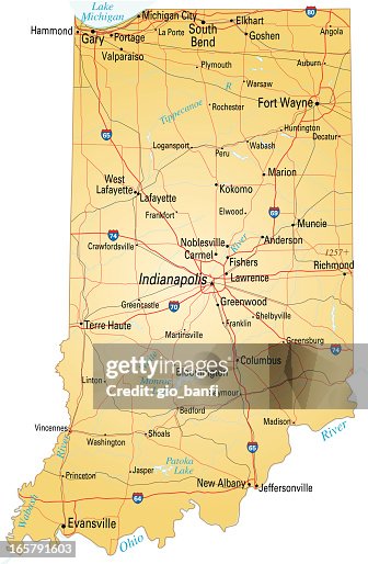 Indianamap Pretty Map Of Indiana High-Res Vector Graphic - Getty Images