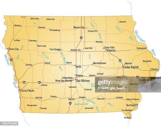 map of iowa - cedar rapids stock illustrations