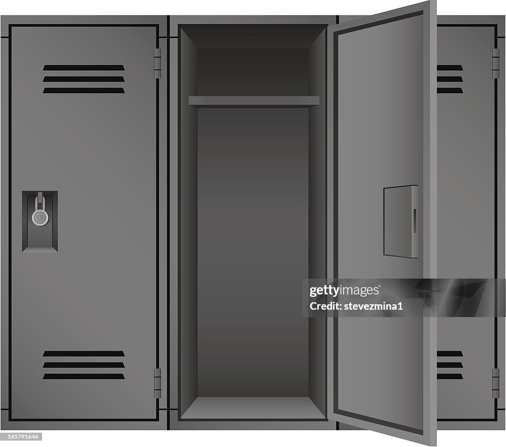 Leere graue Sporthalle akademische Vorhängeschloss Sports Schließfächer Vektor-Illustration