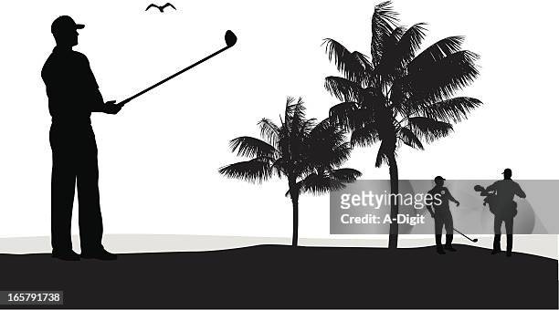 power drive vector silhouette - golfer stock illustrations