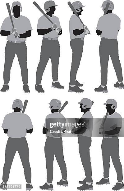 multiple images of a baseball player - baseball player stock illustrations