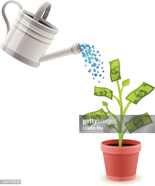 growing money - money doesn't grow on trees stock illustrations