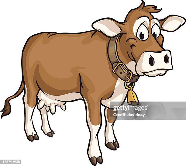 happy cow - domestic cattle stock illustrations