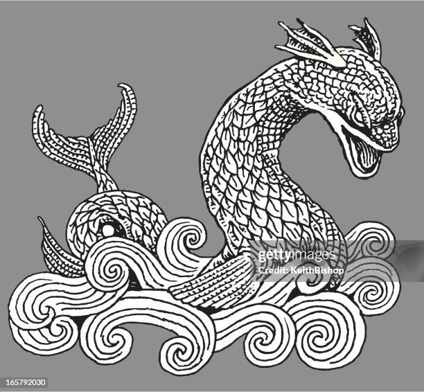 sea serpent - sea monster stock illustrations