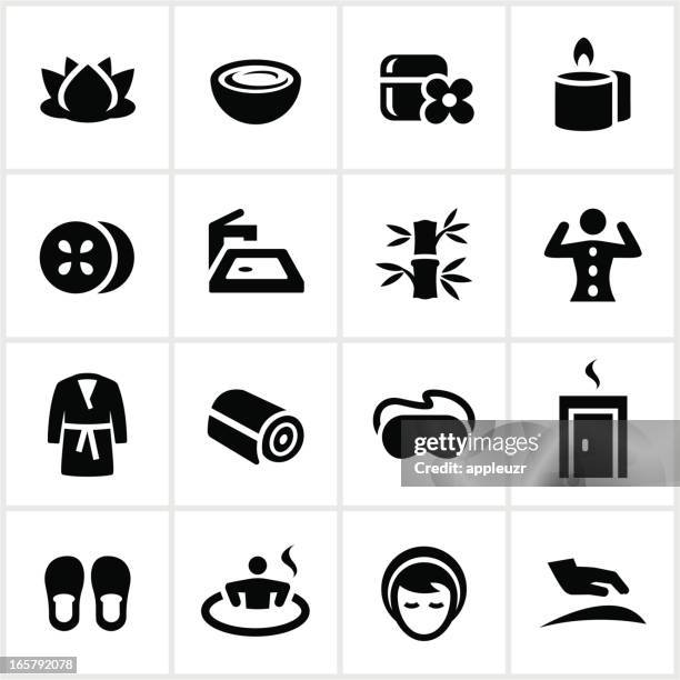 black spa icons - eye mask icon stock illustrations