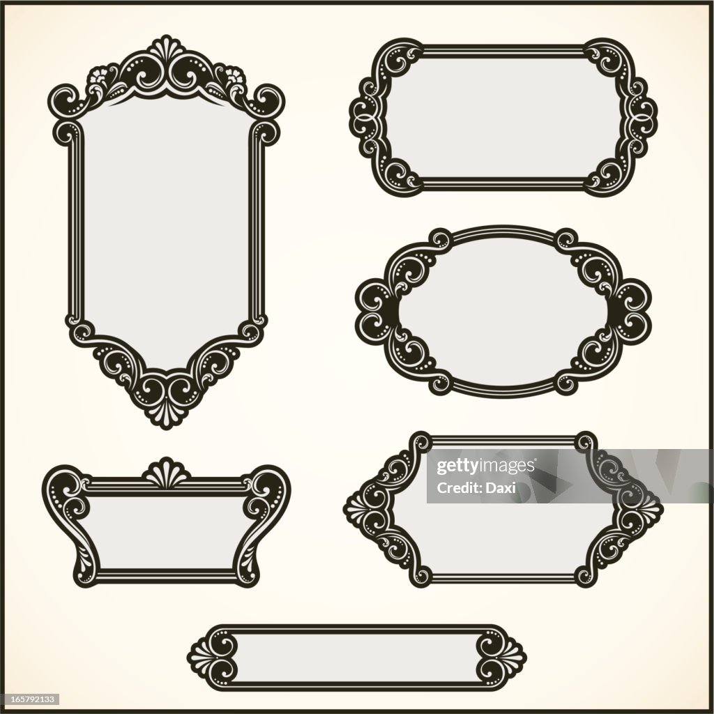 Illustrated frame designs of various sizes and shapes