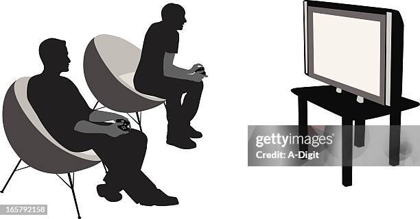 video games vector silhouette - side table stock illustrations