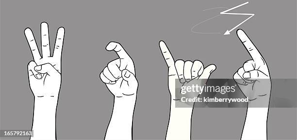 sign language letter w x y z - letter z stock illustrations