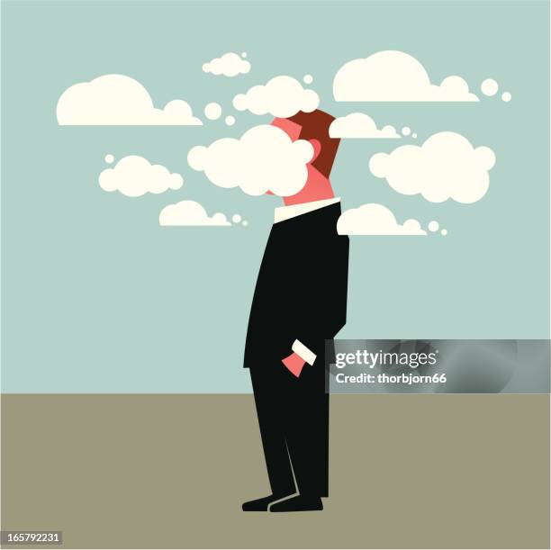 ilustraciones, imágenes clip art, dibujos animados e iconos de stock de en las nubes - estar-en-las-nubes