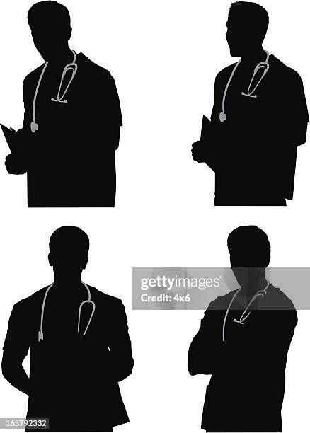 multiple images of a male nurse - waist up stock illustrations