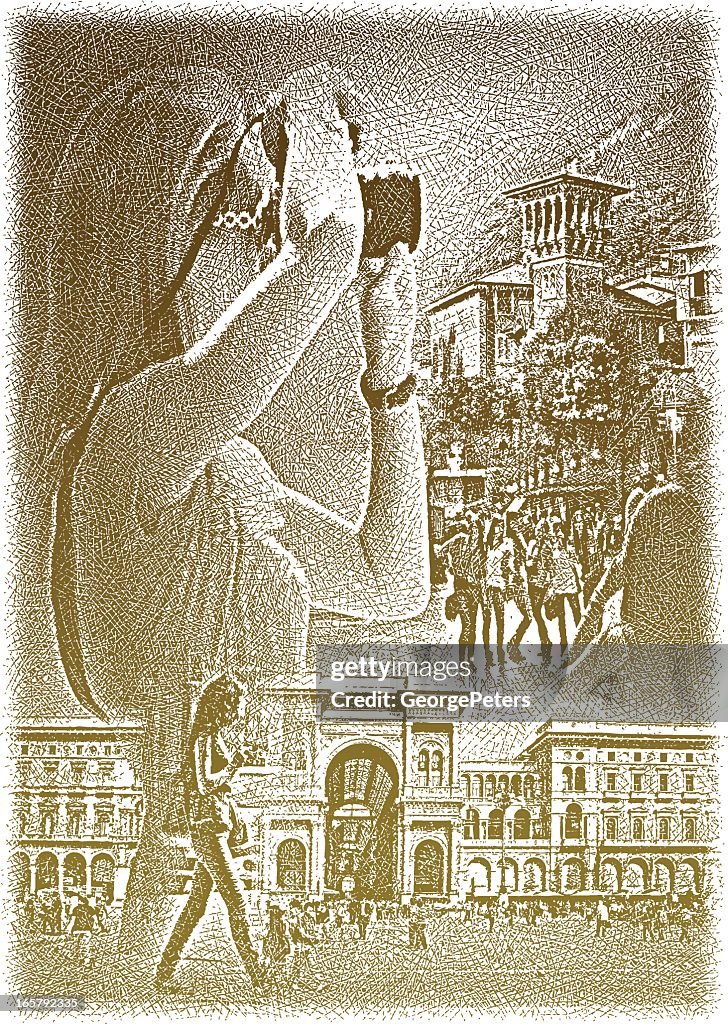 Woman Tourist Taking Photographs