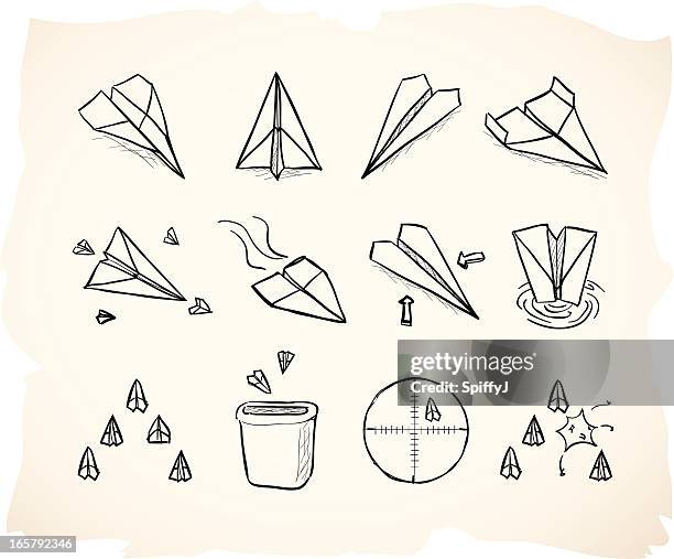 sketch paper airplane grunge icons - system failure stock illustrations