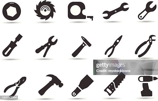 hand tools icon set - wire cutters stock illustrations