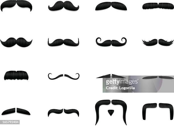 textured mustache icons - moustache stock illustrations