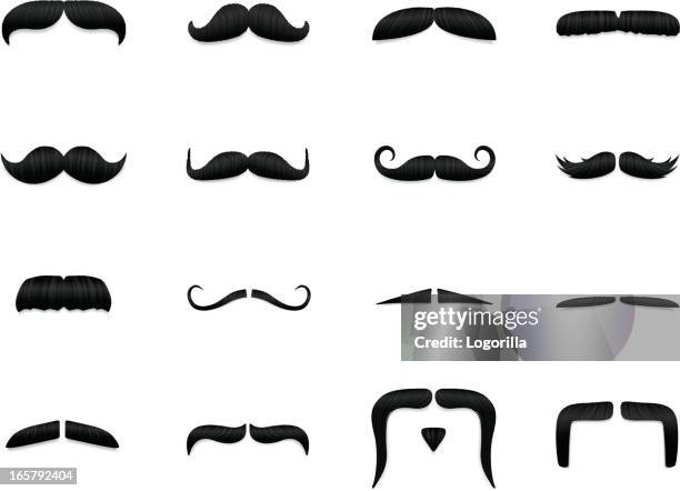 textured mustache icons - handlebar stock illustrations