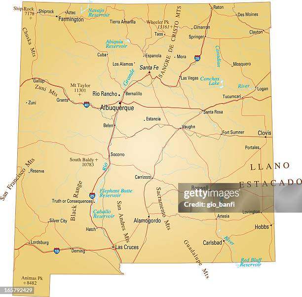 bildbanksillustrationer, clip art samt tecknat material och ikoner med brown isolated map of new mexico - southwest usa