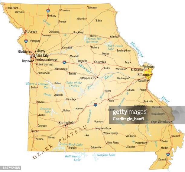 missouri map design with white background - hannibal missouri stock illustrations