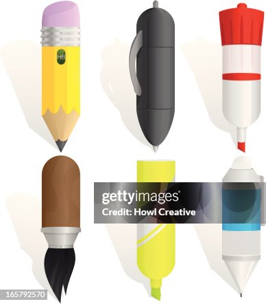 Wacky Writing Instruments Writing Instruments 2 High-Res Vector Graphic - Getty Images